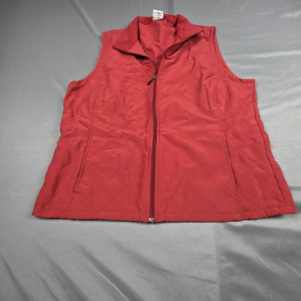 Columbia Women's Quilted Full Zip Vest Mock Neck Red Size Large
